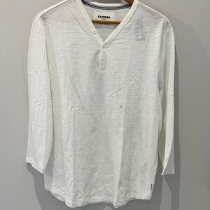 Express White Long Sleeve Henley Shirt